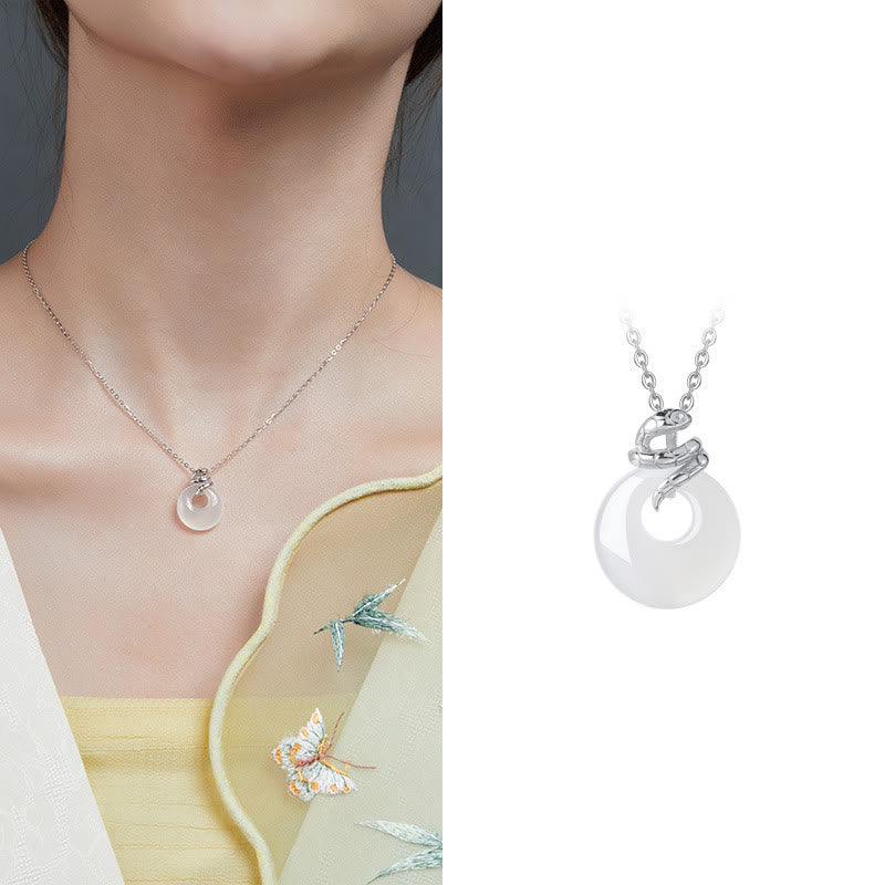 Collier serpent en argent sterling 925 avec boucle en calcédoine pour la protection spirituelle