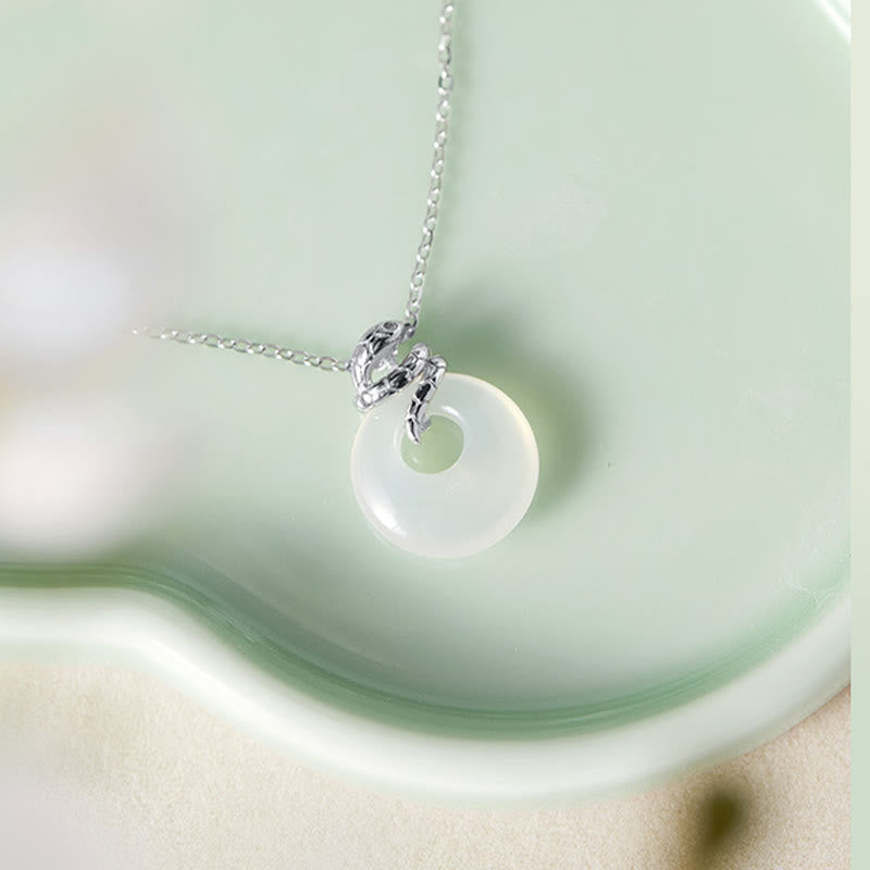 Collier serpent en argent sterling 925 avec boucle en calcédoine pour la protection spirituelle