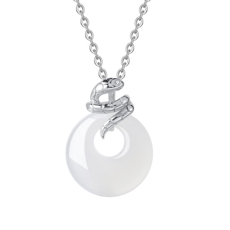 Collier serpent en argent sterling 925 avec boucle en calcédoine pour la protection spirituelle