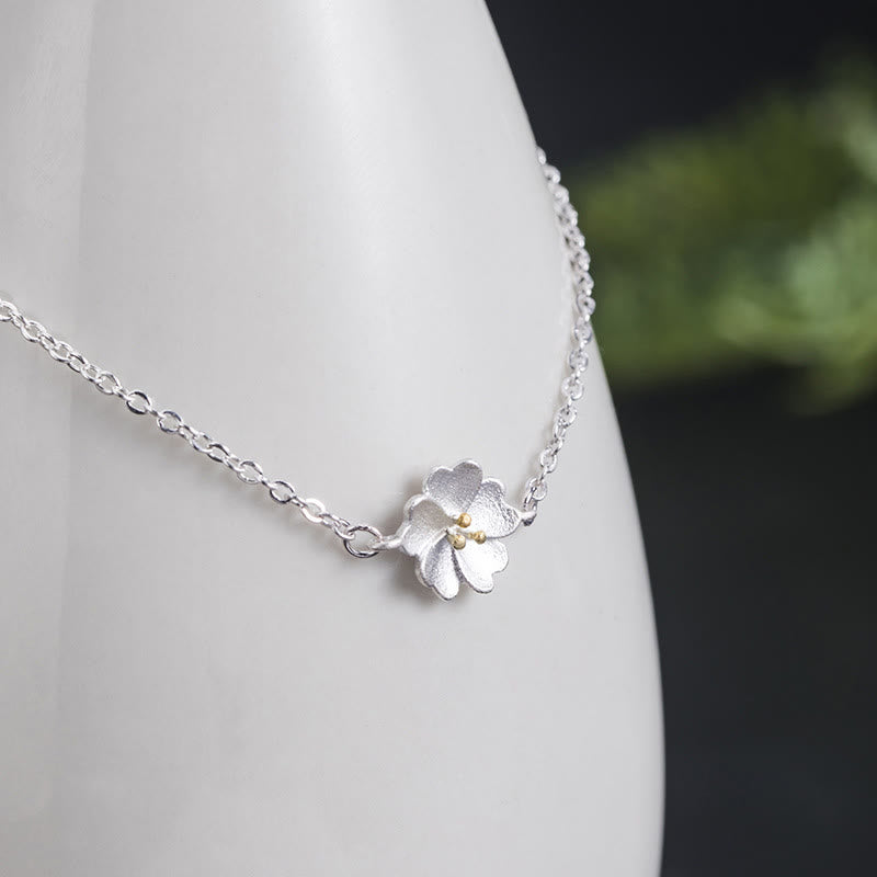 Bracelet spirituel en argent sterling 925 avec bénédiction en fleurs de cerisier