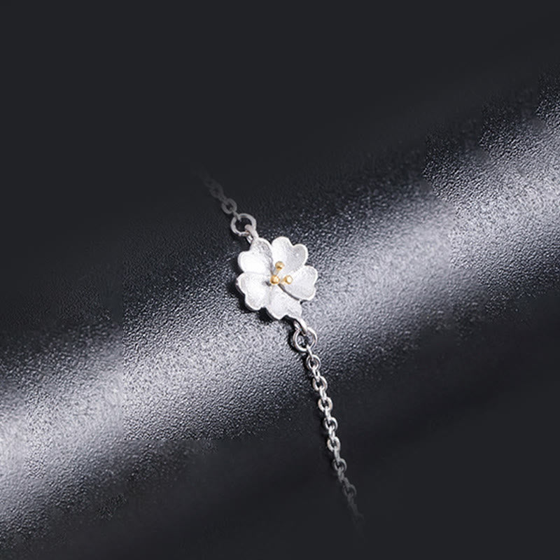 Bracelet spirituel en argent sterling 925 avec bénédiction en fleurs de cerisier