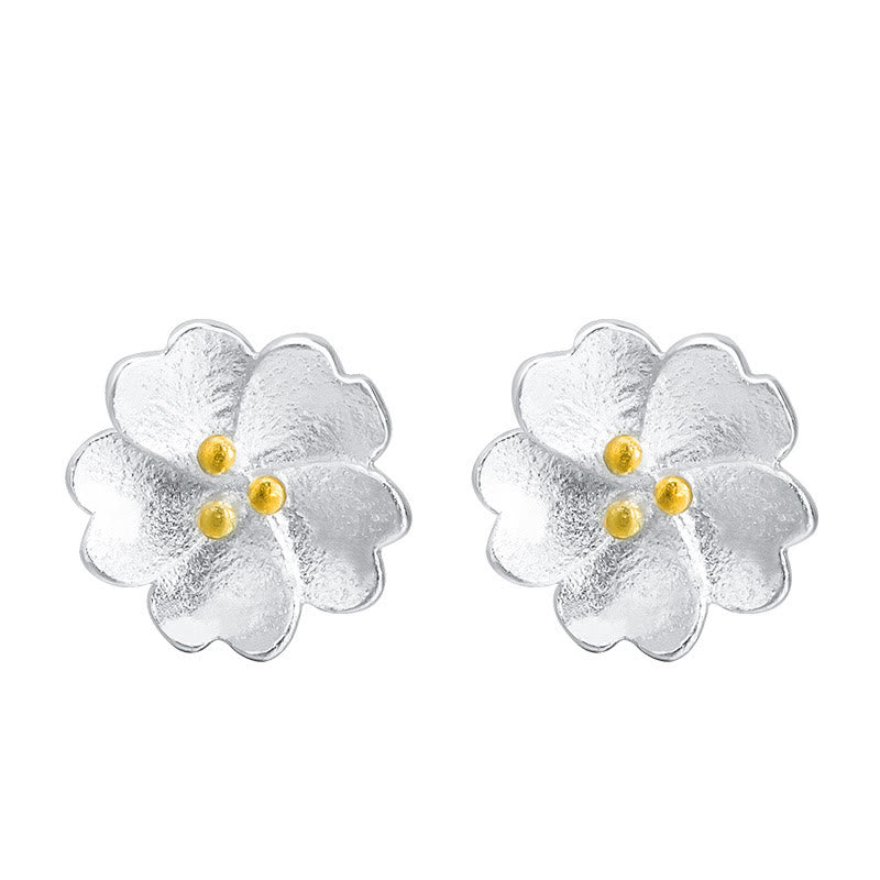 Boucles d'oreilles à tige spirituelles en argent sterling 925, motif floral et calme, fleurs de cerisier