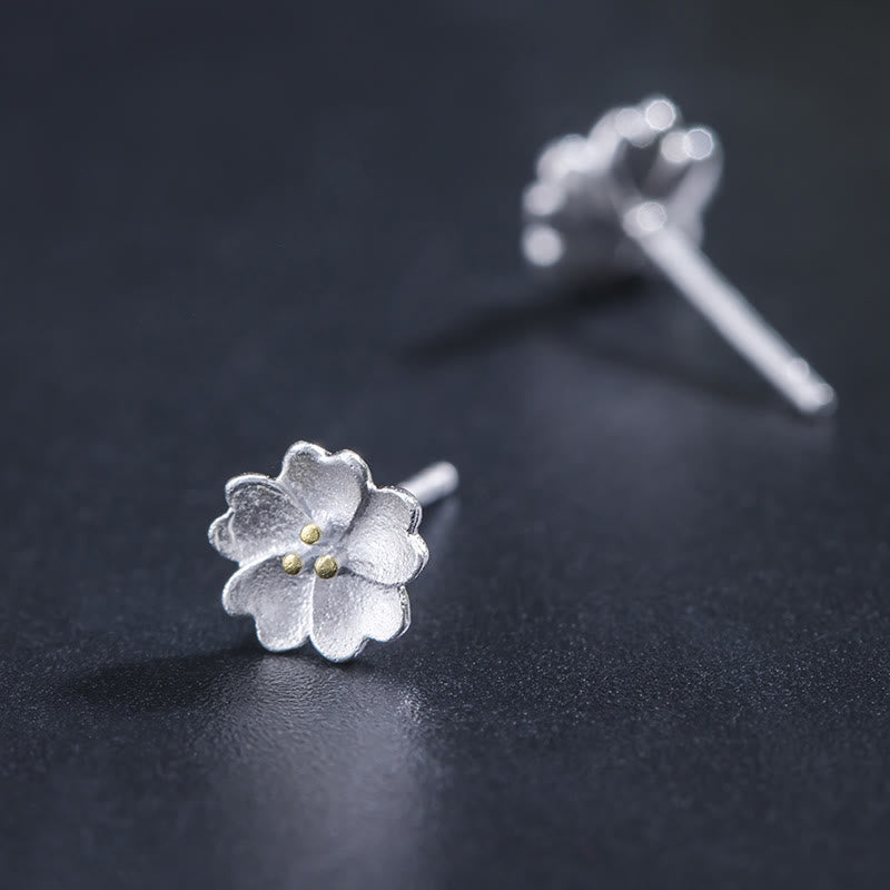 Boucles d'oreilles à tige spirituelles en argent sterling 925, motif floral et calme, fleurs de cerisier