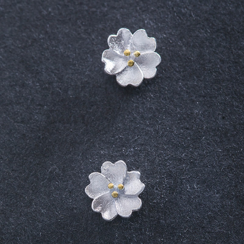 Boucles d'oreilles à tige spirituelles en argent sterling 925, motif floral et calme, fleurs de cerisier