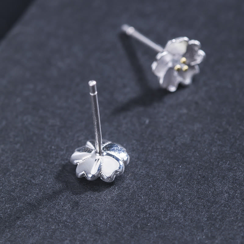 Boucles d'oreilles à tige spirituelles en argent sterling 925, motif floral et calme, fleurs de cerisier
