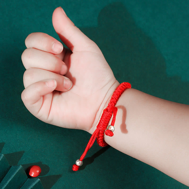 Bracelet de protection pour enfant en argent sterling 925 avec breloque cadenas chinois et cordon rouge