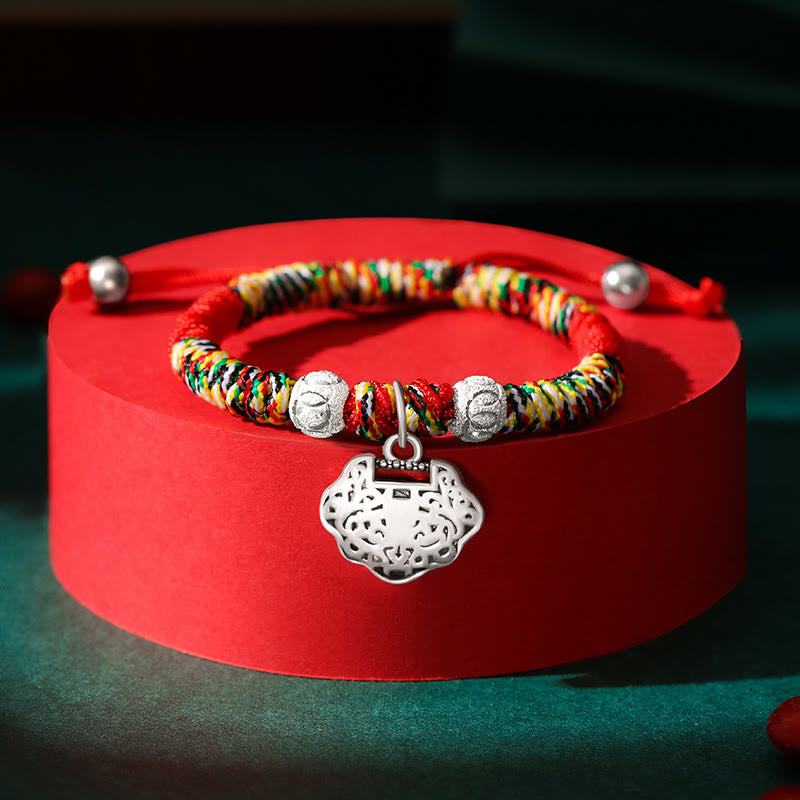 Bracelet de protection pour enfant en argent sterling 925 avec breloque cadenas chinois et cordon rouge