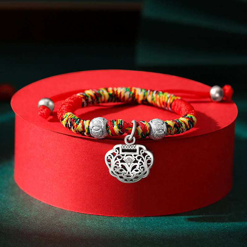 Bracelet de protection pour enfant en argent sterling 925 avec breloque cadenas chinois et cordon rouge