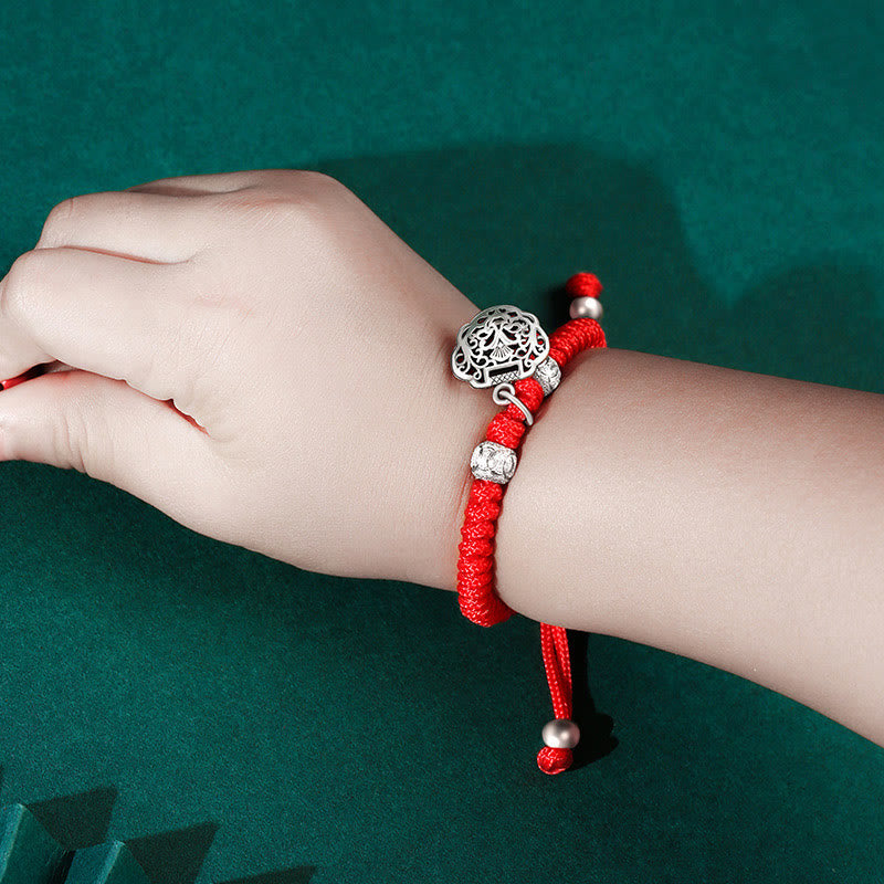 Bracelet de protection pour enfant en argent sterling 925 avec breloque cadenas chinois et cordon rouge