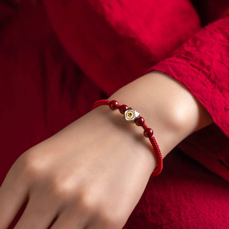 Bracelet Bouddha Calme en Argent Sterling 925 avec Signes du Zodiaque Chinois