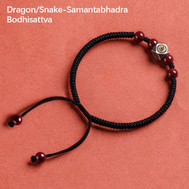 Bracelet Bouddha Calme en Argent Sterling 925 avec Signes du Zodiaque Chinois