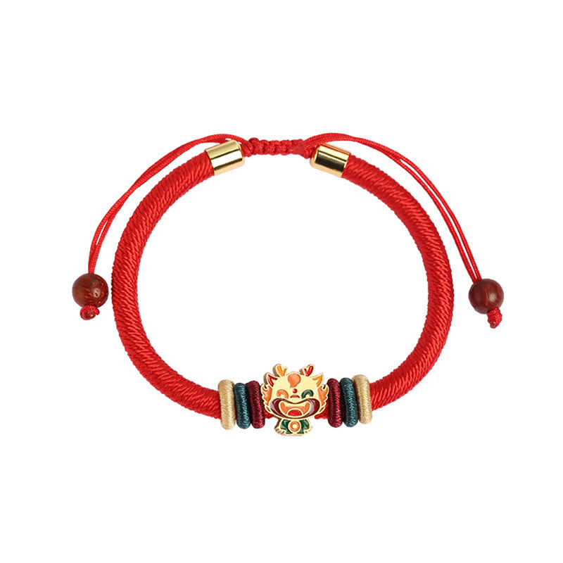 Bracelet porte-bonheur en argent sterling 925 avec signe du zodiaque chinois rouge