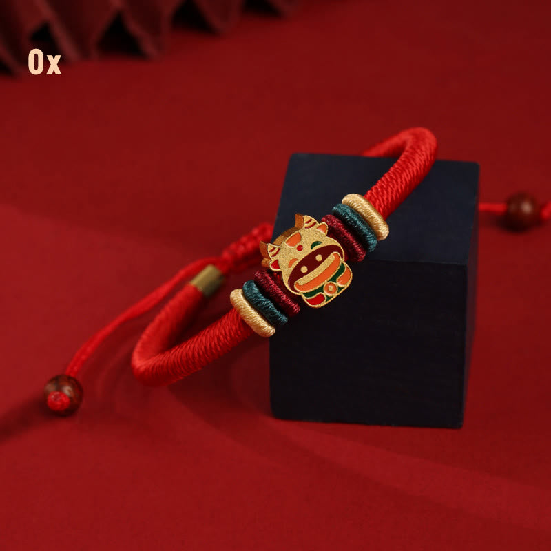 Bracelet porte-bonheur en argent sterling 925 avec signe du zodiaque chinois rouge