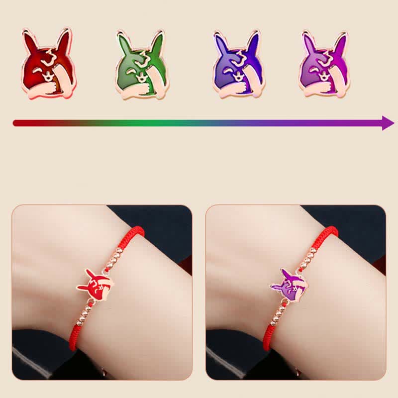 Bracelet en argent sterling 925 avec cordon rouge et signe du zodiaque chinois