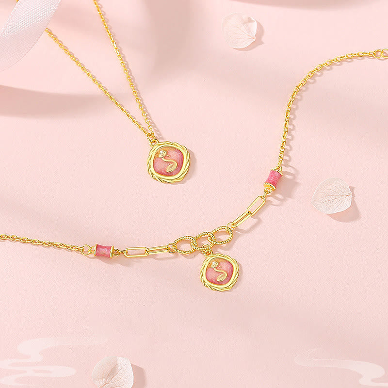 Collier et bracelet serpent en argent sterling 925 avec symbole du zodiaque chinois