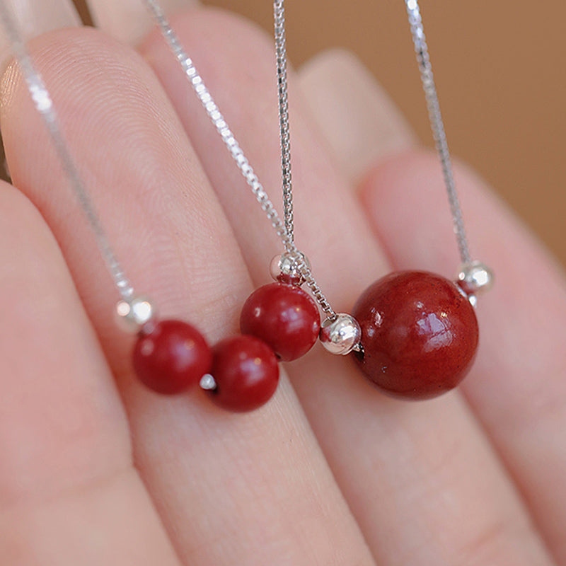 Collier en cinabre en argent sterling 925 | Pendentif Bénédiction Calme