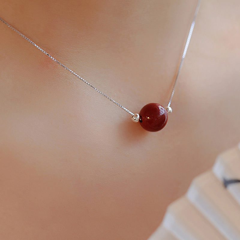 Collier en cinabre en argent sterling 925 | Pendentif Bénédiction Calme