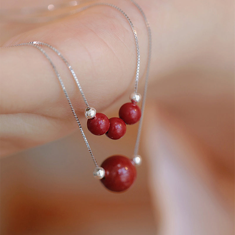 Collier en cinabre en argent sterling 925 | Pendentif Bénédiction Calme