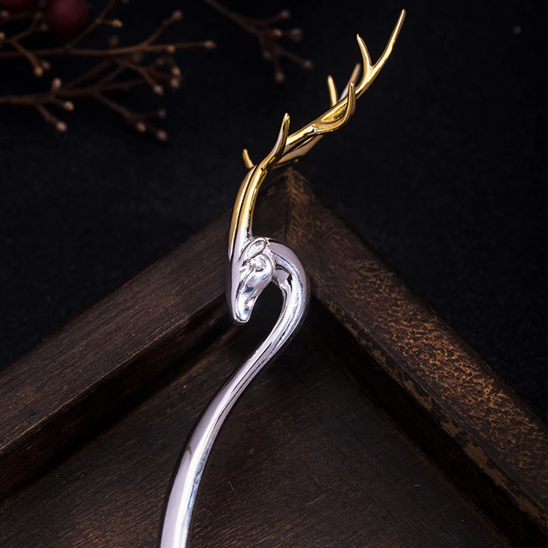 Épingle à cheveux de protection en bois de cerf en argent sterling 925