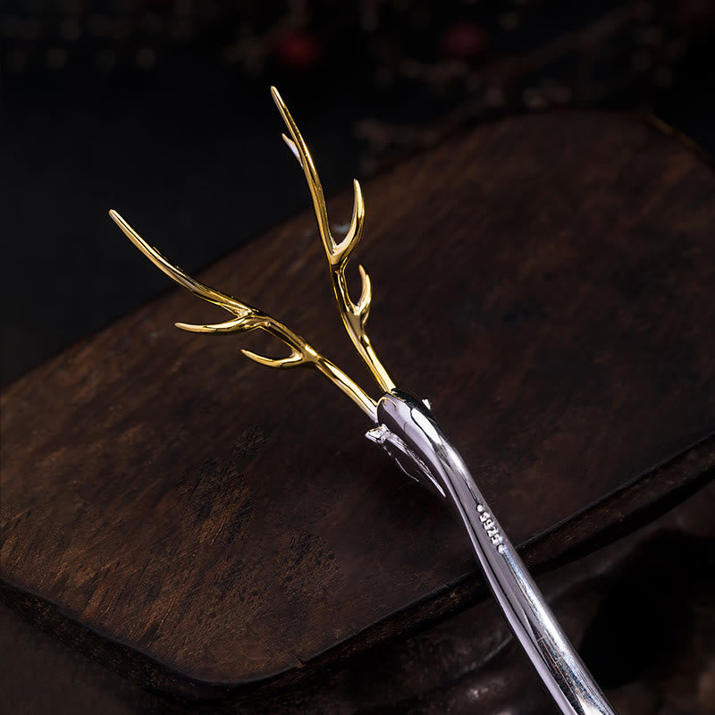 Épingle à cheveux de protection en bois de cerf en argent sterling 925