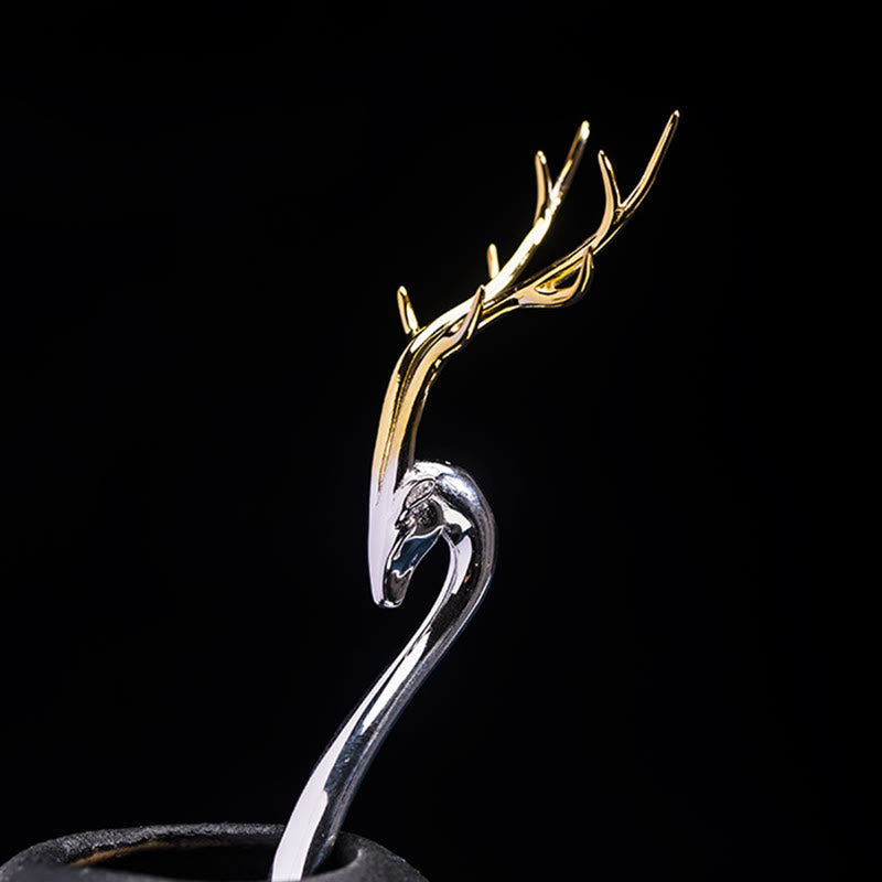 Épingle à cheveux de protection en bois de cerf en argent sterling 925