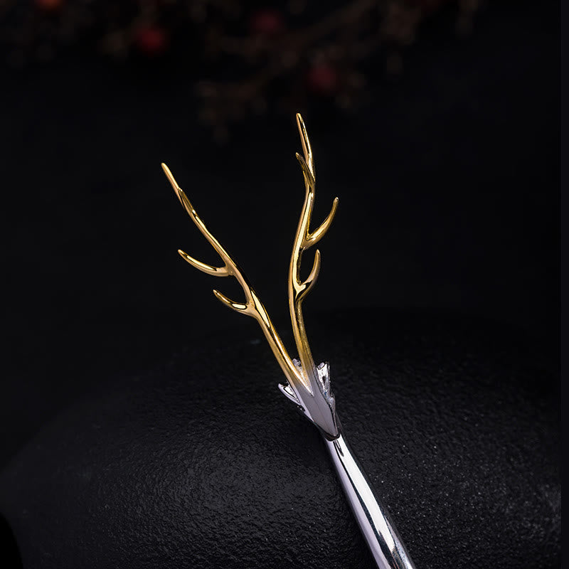 Épingle à cheveux de protection en bois de cerf en argent sterling 925