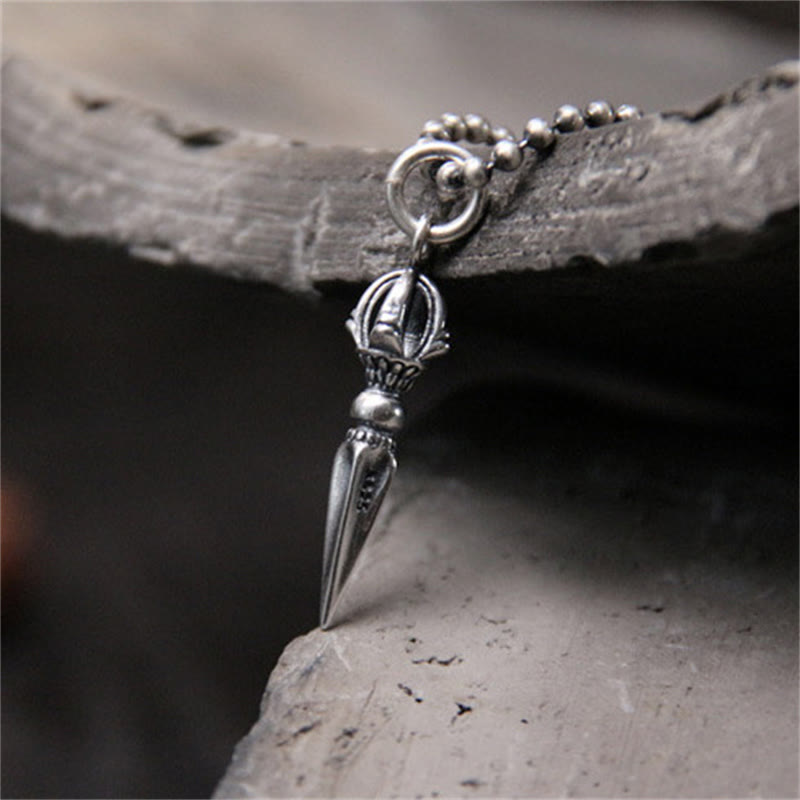 Collier de pouvoir spirituel Dorje Vajra en argent sterling 925