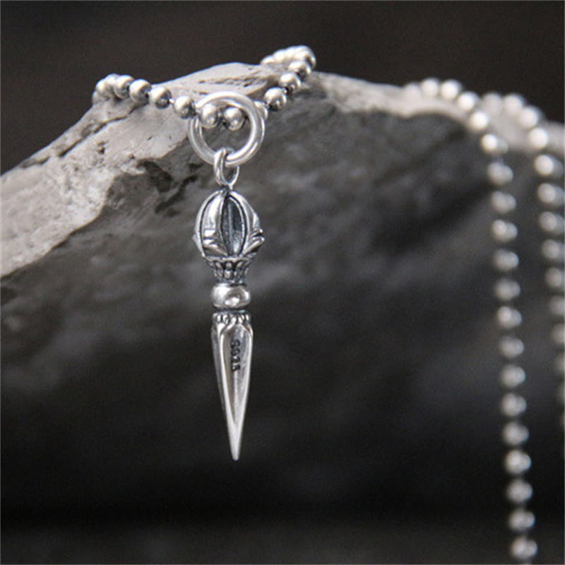 Collier de pouvoir spirituel Dorje Vajra en argent sterling 925