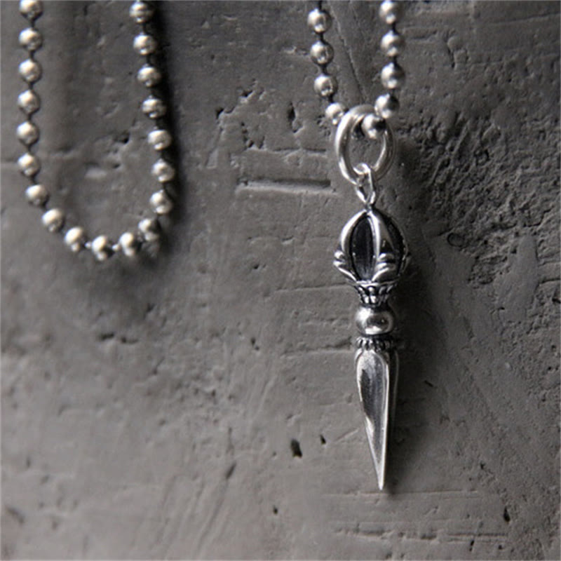 Collier de pouvoir spirituel Dorje Vajra en argent sterling 925