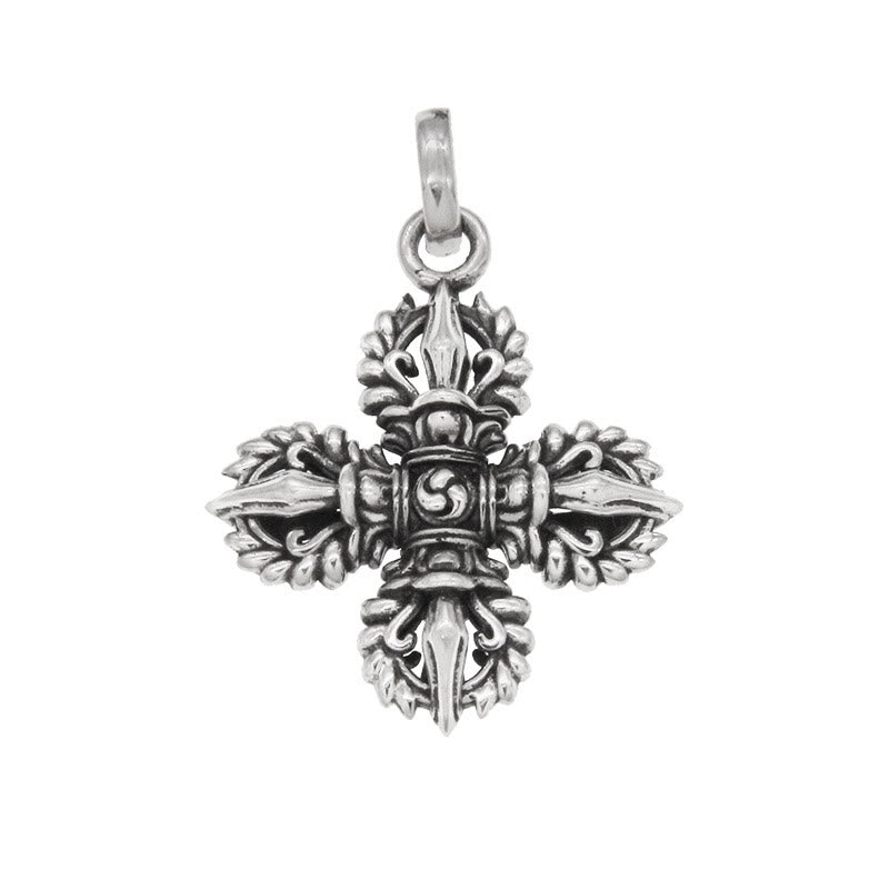 Collier Double Dorje Vajra en argent sterling 925, force spirituelle