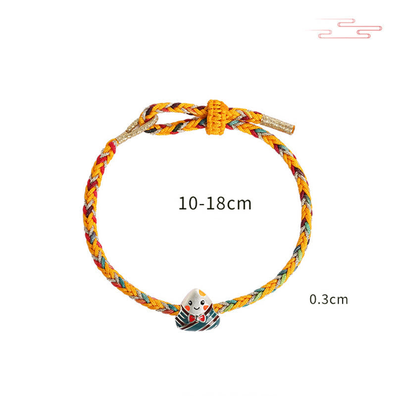 Bracelet en argent sterling 925, motif dragon boat festival, avec corde colorée