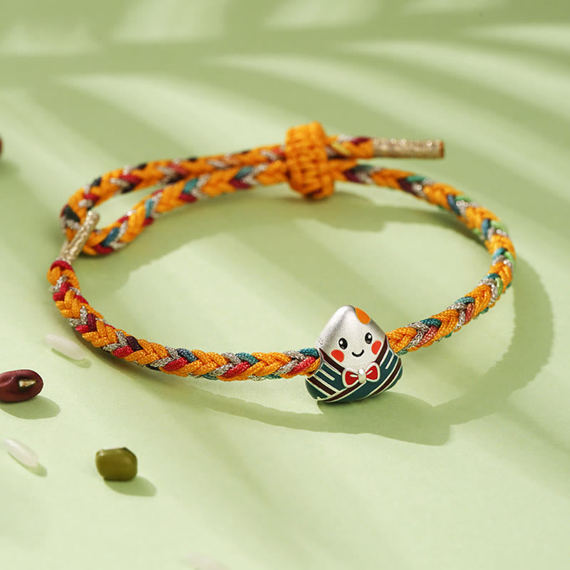 Bracelet en argent sterling 925, motif dragon boat festival, avec corde colorée