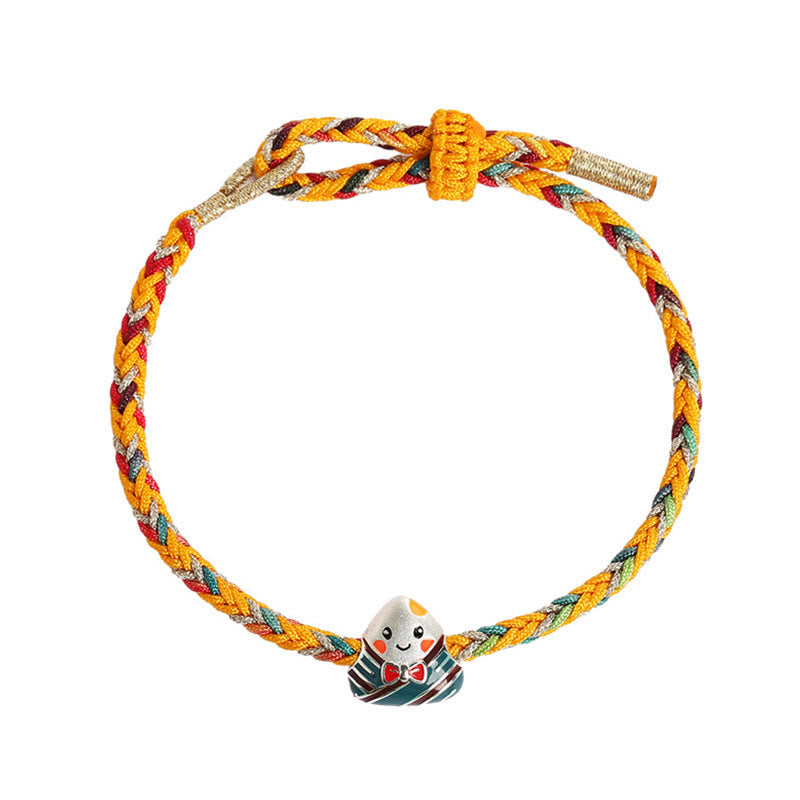 Bracelet en argent sterling 925, motif dragon boat festival, avec corde colorée