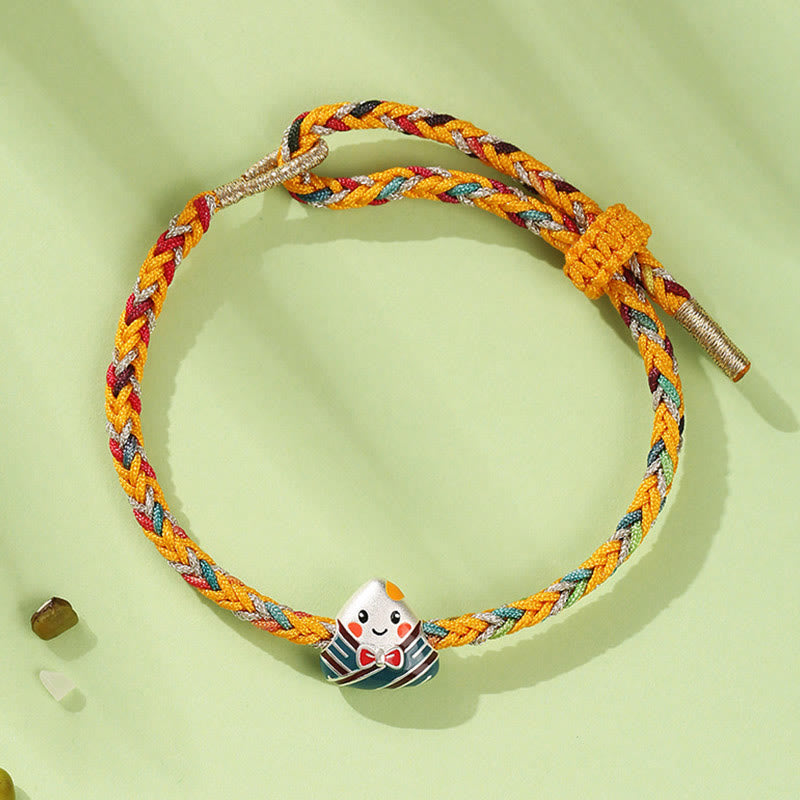 Bracelet en argent sterling 925, motif dragon boat festival, avec corde colorée