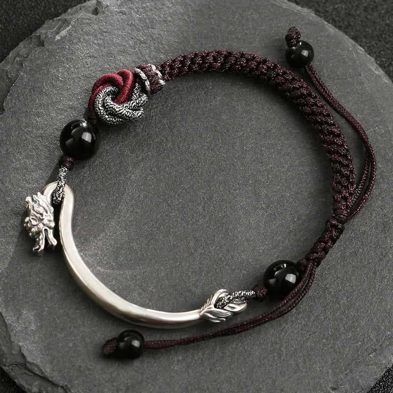 Bracelet dragon en argent sterling 925 avec symbole de succès propice
