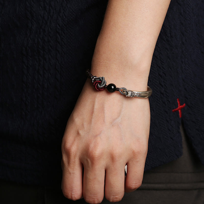 Bracelet dragon en argent sterling 925 avec symbole de succès propice
