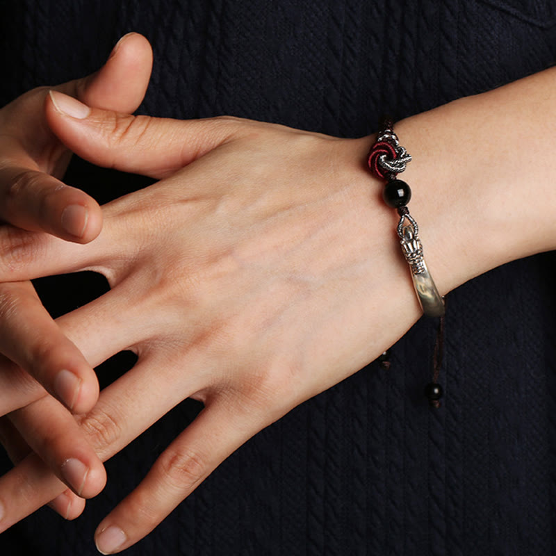 Bracelet dragon en argent sterling 925 avec symbole de succès propice