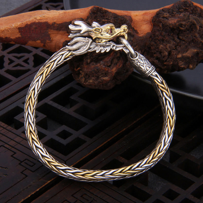 Bracelet dragon en argent sterling 925 pour la protection et la force
