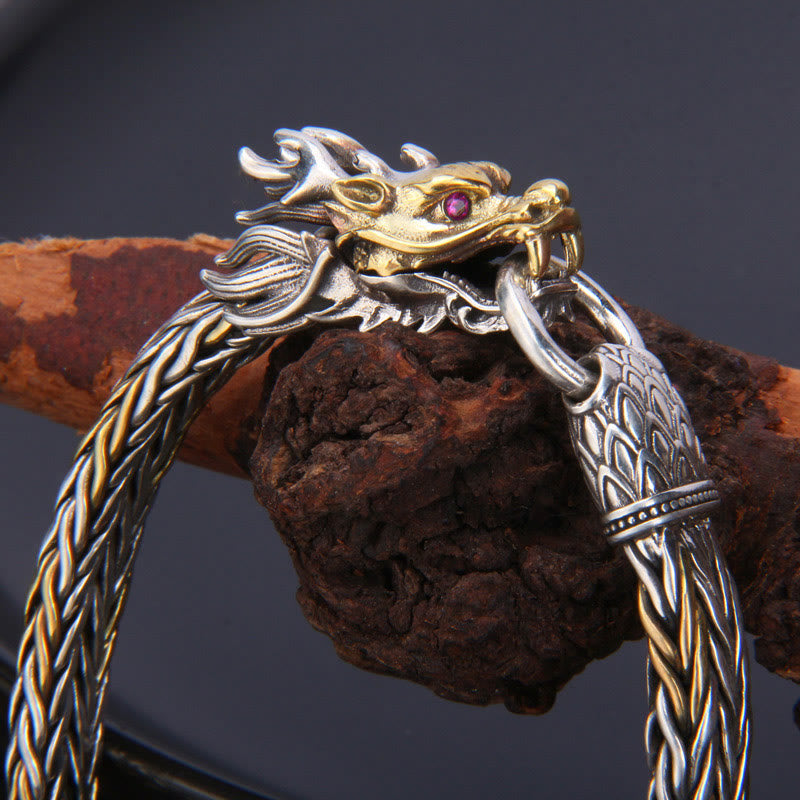 Bracelet dragon en argent sterling 925 pour la protection et la force