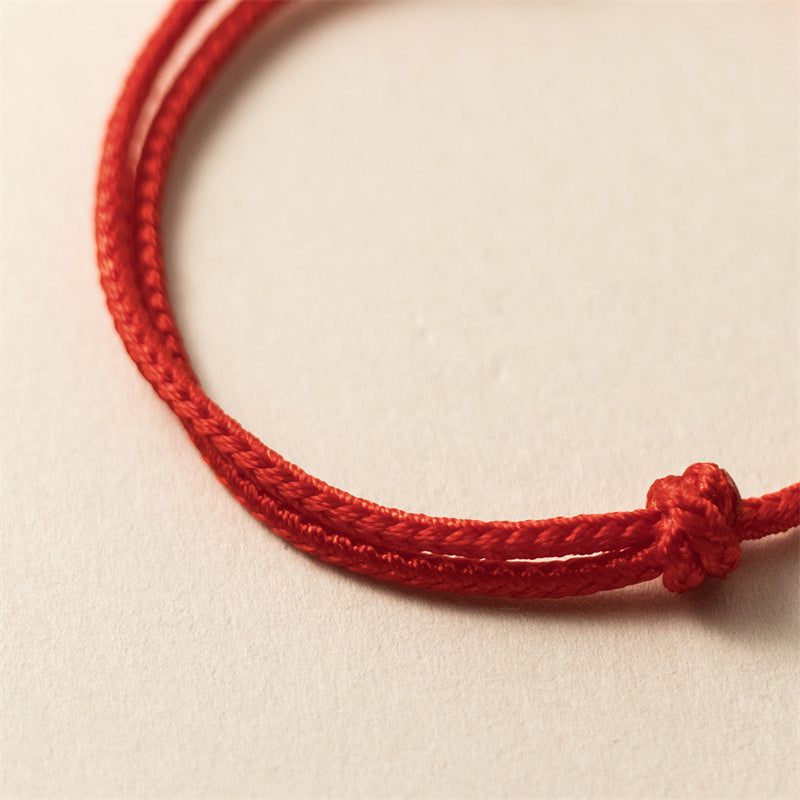 Bracelet dragon en argent sterling 925 avec cordon rouge porte-bonheur