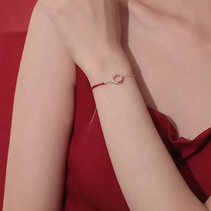 Bracelet de protection porte-bonheur en argent sterling 925 avec motif dragon et poisson koï