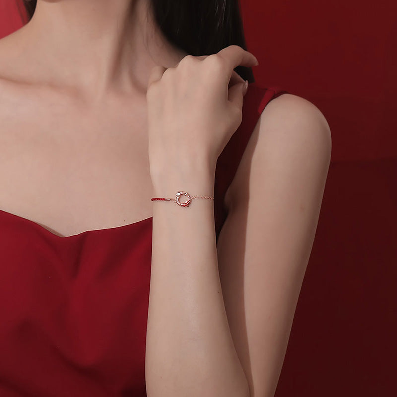 Bracelet de protection porte-bonheur en argent sterling 925 avec motif dragon et poisson koï