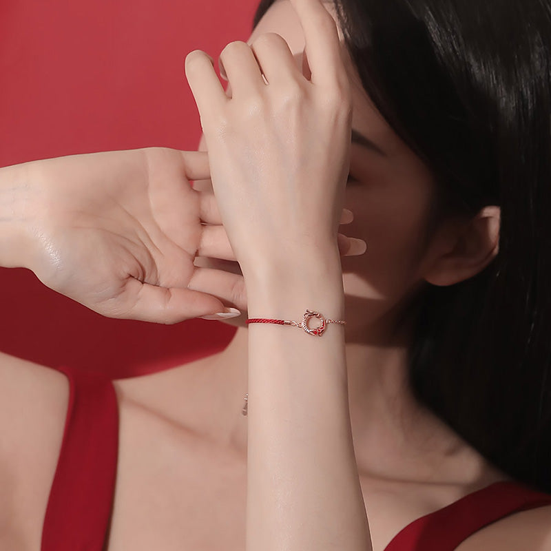 Bracelet de protection porte-bonheur en argent sterling 925 avec motif dragon et poisson koï