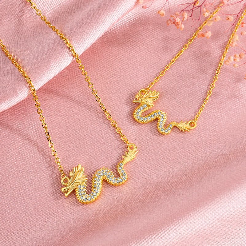 Collier dragon en argent sterling 925 pour la chance et la protection