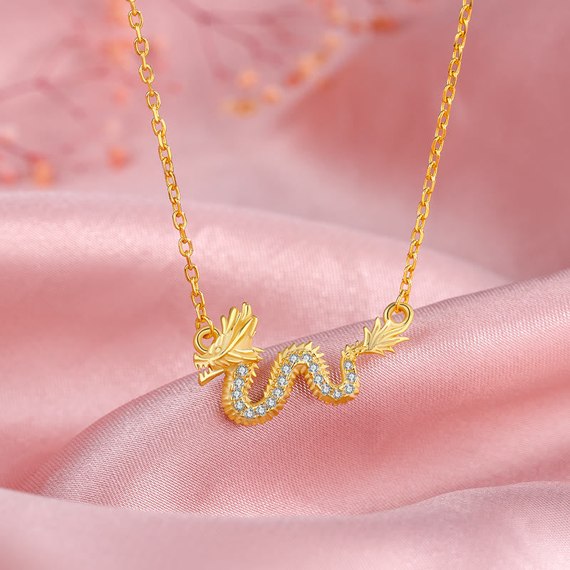 Collier dragon en argent sterling 925 pour la chance et la protection