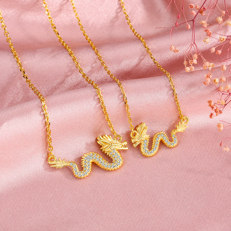 Collier dragon en argent sterling 925 pour la chance et la protection