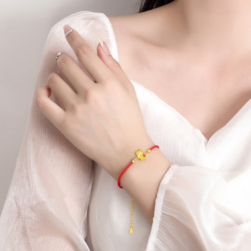 Bracelet dragon en argent sterling 925, corde rouge, pour la chance et la force