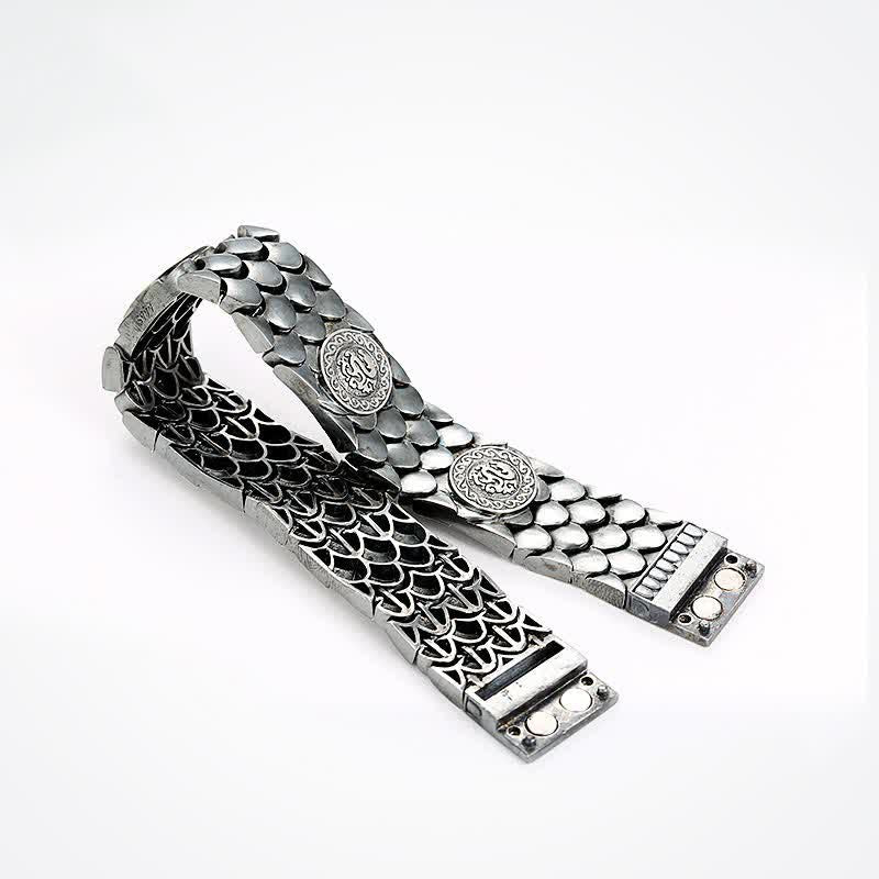Bracelet porte-bonheur en argent sterling 925 avec écailles de dragon