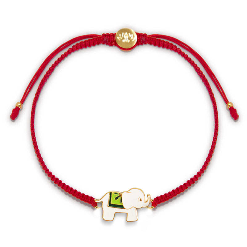Bracelet éléphant en argent sterling 925 avec cordon rouge pour la chance et la protection