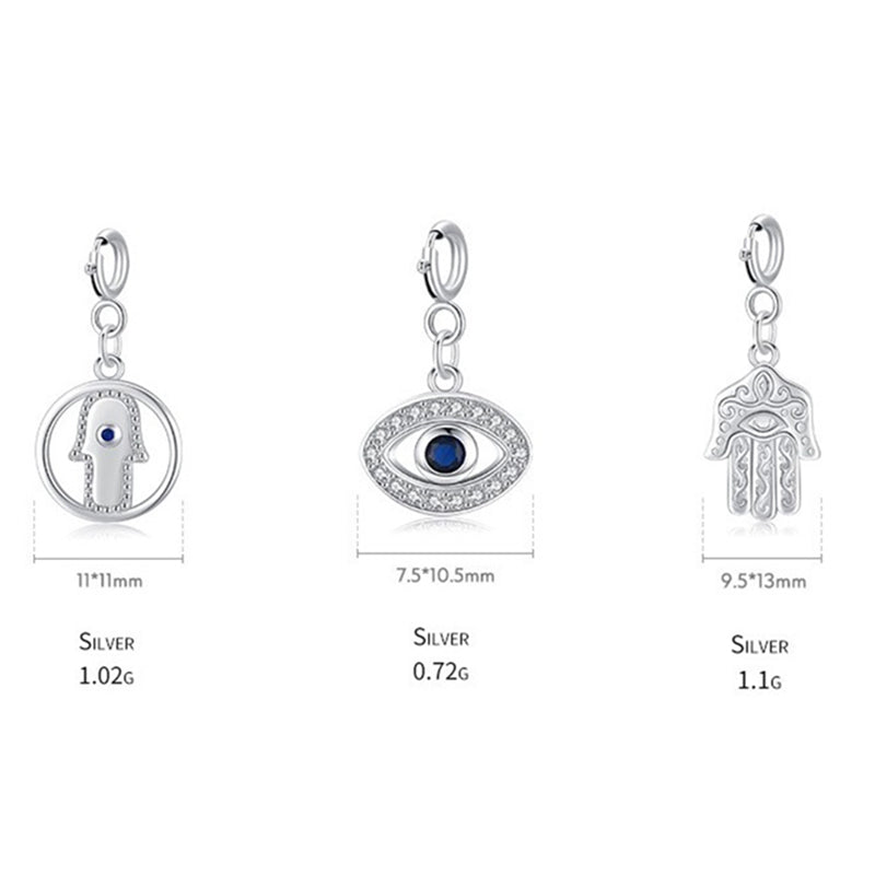Collier pendentif Hamsa en argent sterling 925 pour la protection contre le mauvais œil